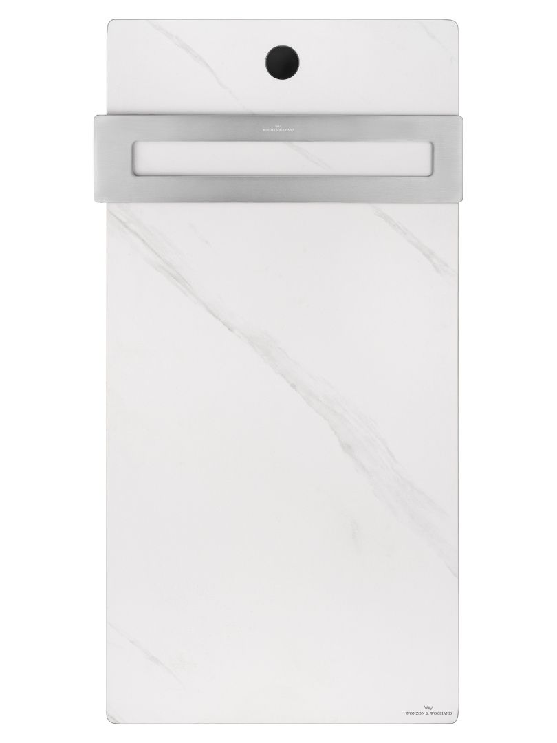 Приобрести полотенцесушитель электрический с каменной плитой белый мрамор wonzon & woghand stuttgart, брашированный никель (ww-a501-br)