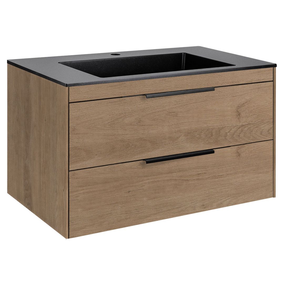 Приобрести vincea тумба подвесная chiara 80 см, дуб натуральный с черной раковиной vmc-2c2800no;vcb-13800b