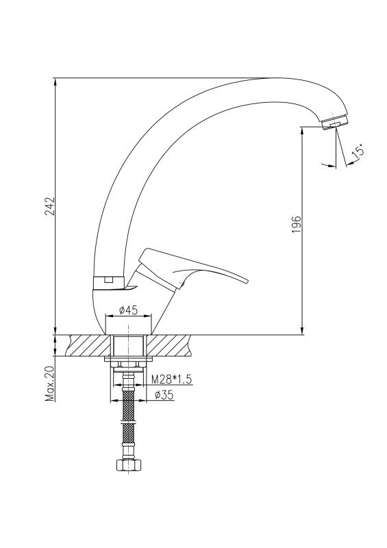 Приобрести haiba смеситель для кухни 242 мм, хром hb-4113-2