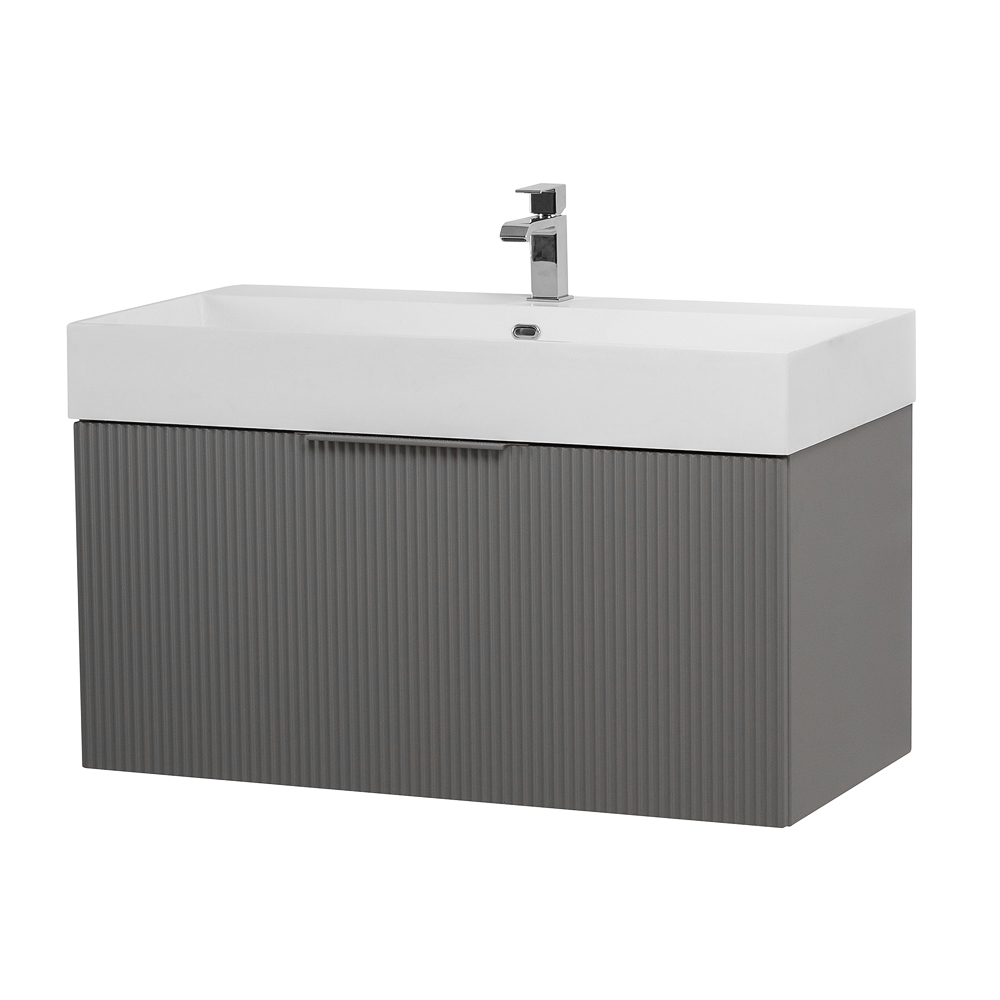 Приобрести cezares тумба подвесная с раковиной premium 90 см plisse grigio nuvola, серая 55444