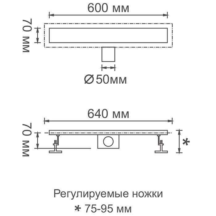 Приобрести gerhans душевой трап 60 см, сатин k80307-60