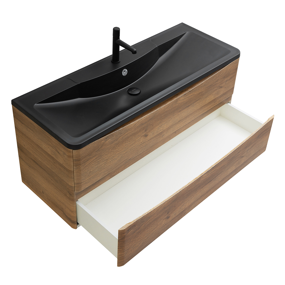 Приобрести belbagno тумба с раковиной acqua 120 см, подвесная rovere rustico, чёрная раковина