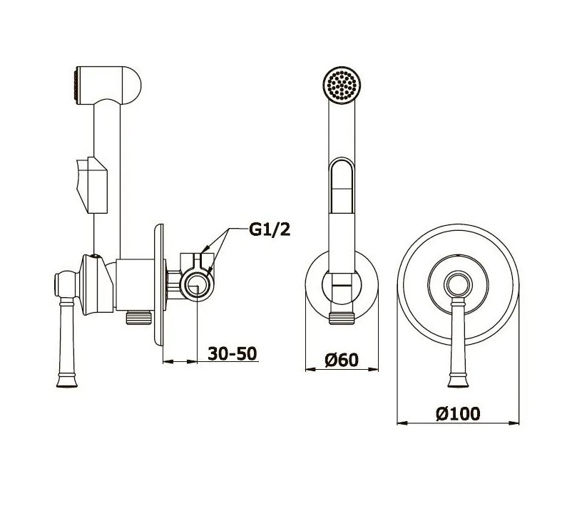 Приобрести смеситель с гигиеническим душем, встраиваемый vieir giorno, броза v273553d