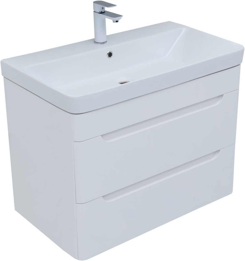 Приобрести тумба с раковиной aquanet софия 80 белый глянец (2 ящика) 00274002
