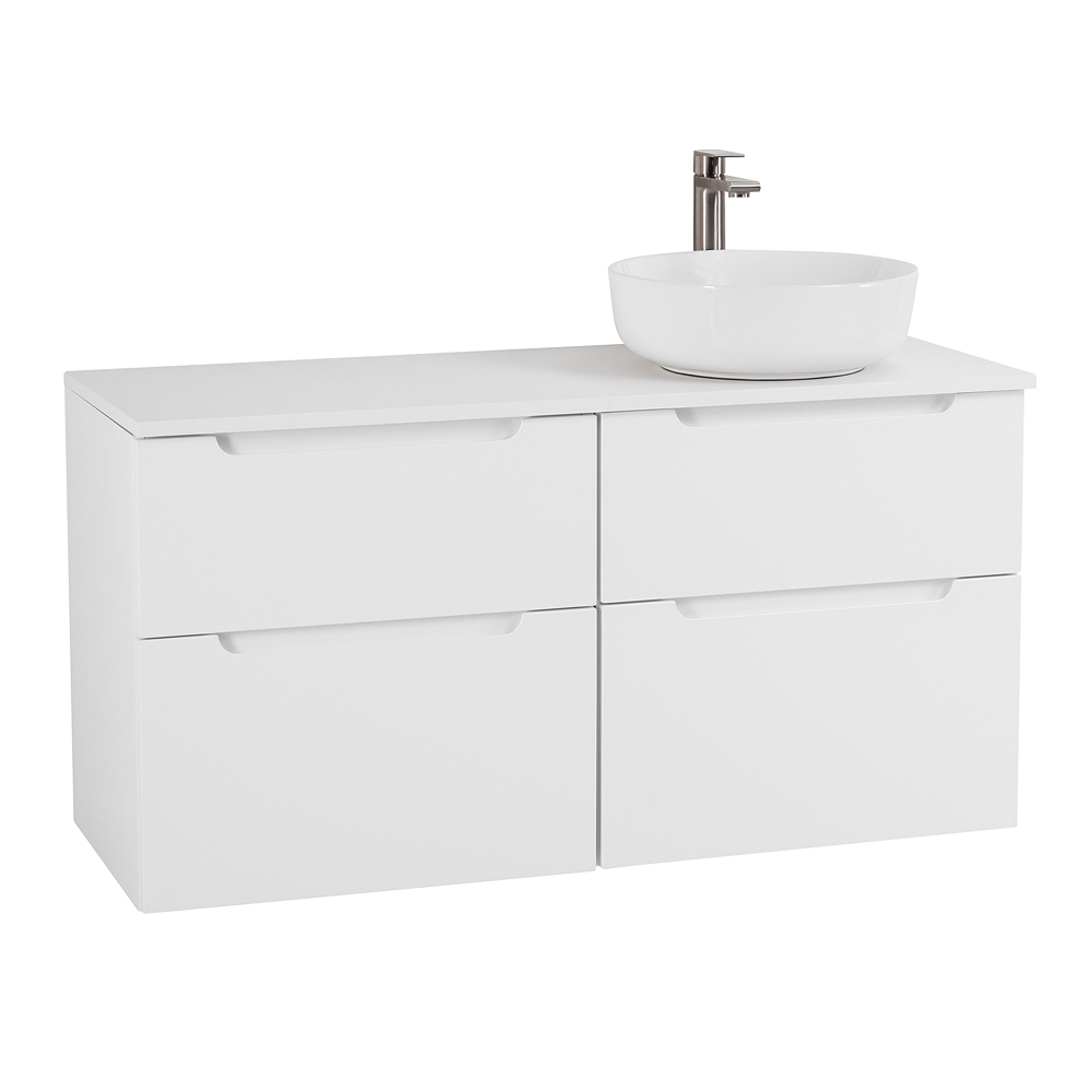 Приобрести belbagno тумба со столешницей etna-h60 120 см, подвесная bianco lucido, раковина справа