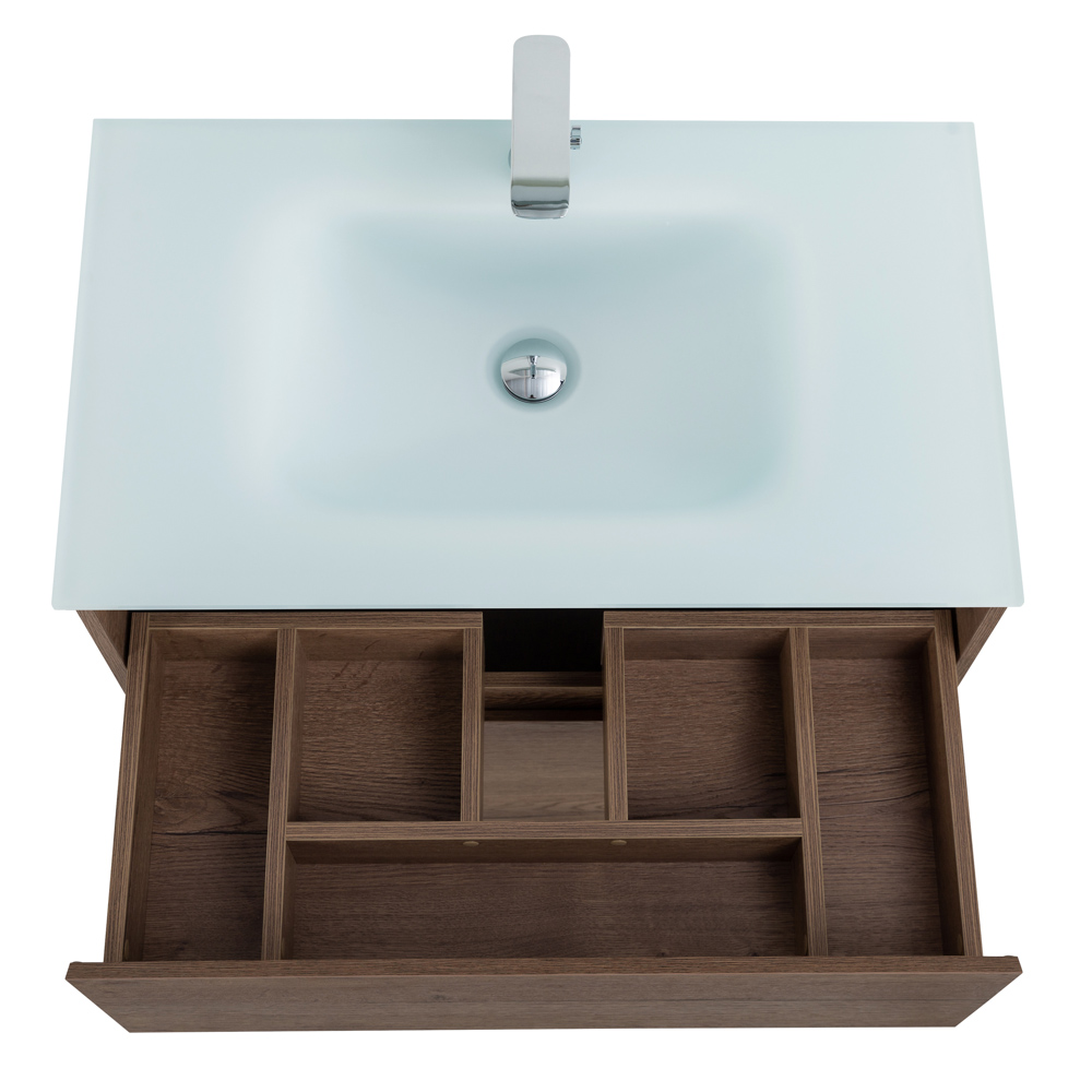 Приобрести belbagno тумба с раковиной kraft 80 см, напольнаяная rovere tabacco, стеклянная матовая раковина