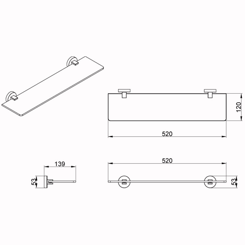 Приобрести azario стеклянная полка nessy 520мм az-73103