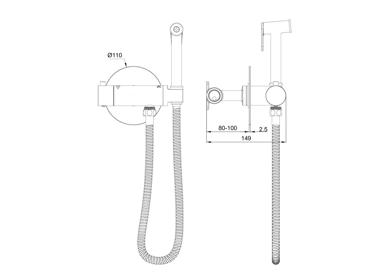 Приобрести смеситель с гигиеническим душем и термостатом встраиваемый wonzon & woghand, хром (ww-88819902-cr)