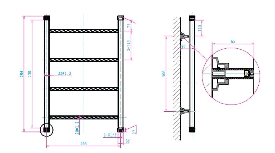 Приобрести boheme полотенцесушитель tradizionale 50х80 см, водяной, золото 706