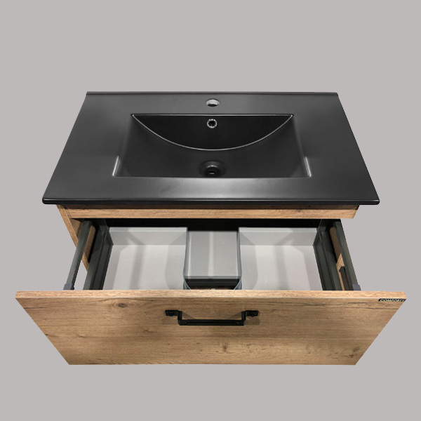 Приобрести сomforty тумба с раковиной "бредфорд-75" дуб темный, черная раковина