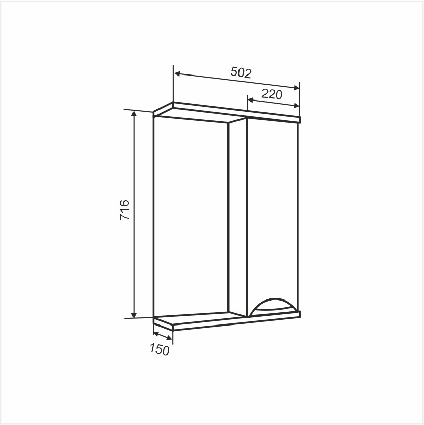 Приобрести aqua de marco зеркало-шкаф eleganse 50 см, правое, белый\хром 1050cele/r