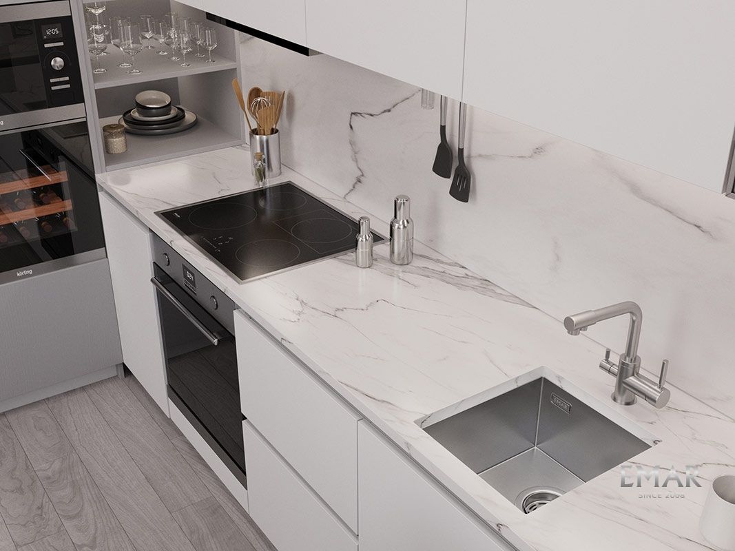 Приобрести emar кухонная мойка 38х42 см, сатин emb-130 pvd nano satine