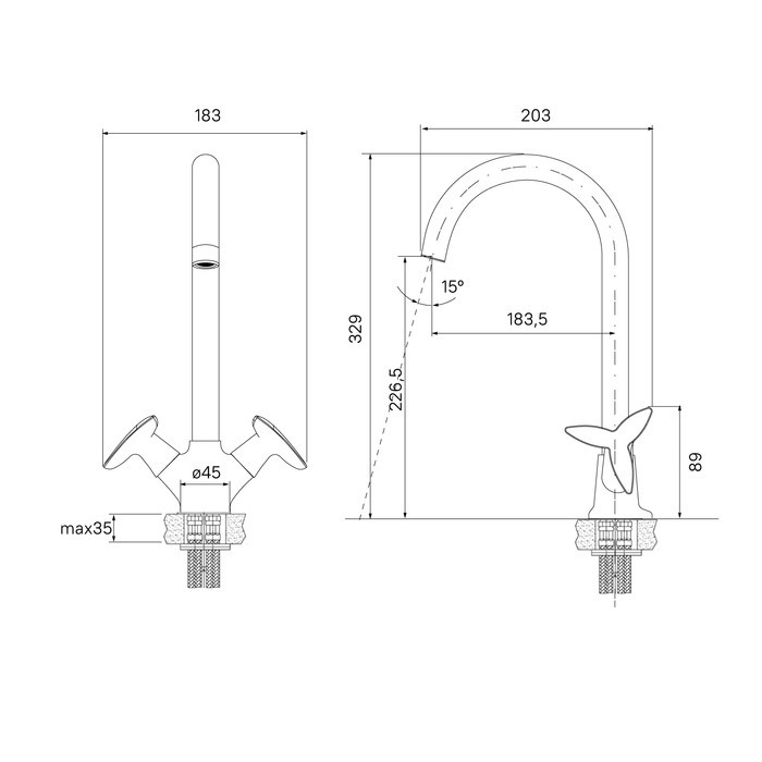 Приобрести iddis смеситель для кухни copter 227 мм, хром copsbj0i05