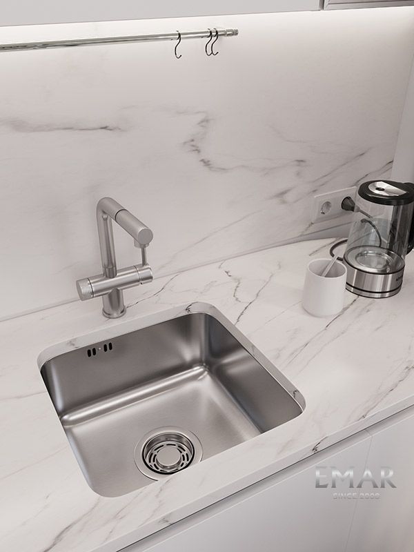 Приобрести emar кухонная мойка 44х44 см, сатин emb-127a pvd nano satine
