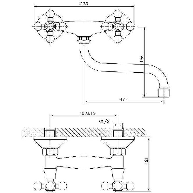 Приобрести haiba смеситель для кухни 223мм, со стены, хром hb-4319