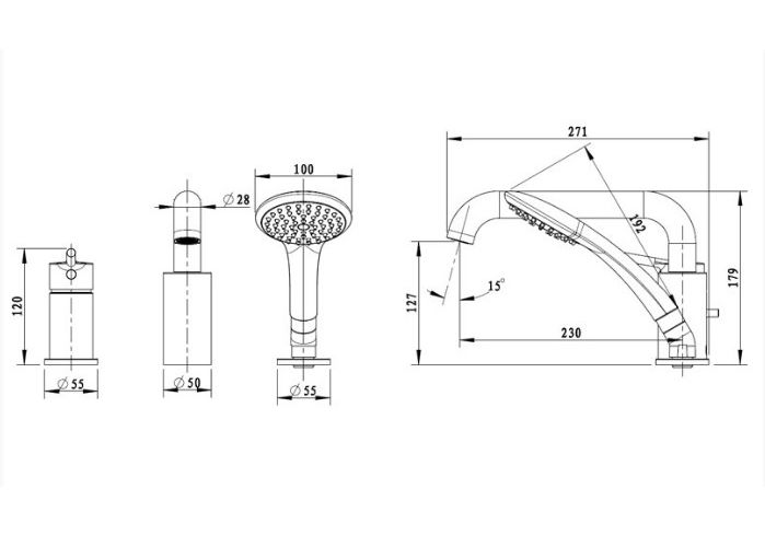 Приобрести смеситель для ванны bravat angel f5172217cp-1-rus, хром