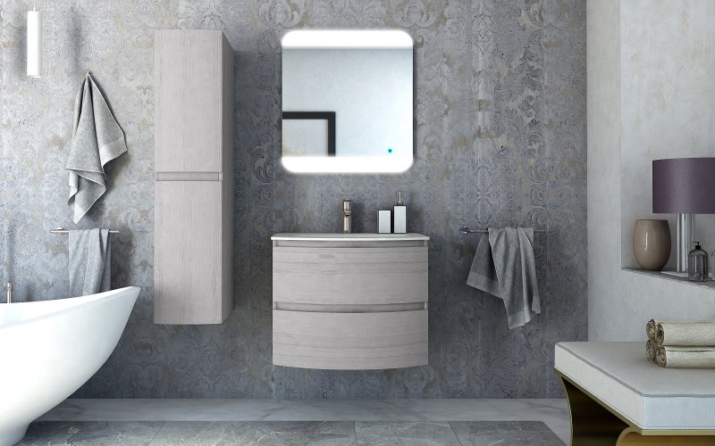 Приобрести cezares тумба подвесная с раковиной vague 70х55см, серое дерево