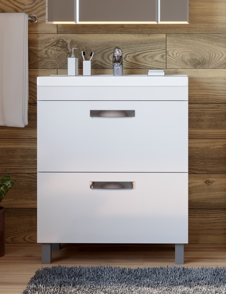 Приобрести vigo тумба с раковиной plaza 70см, 2 ящика, напольная, белая tn.pla.fos.70.2y