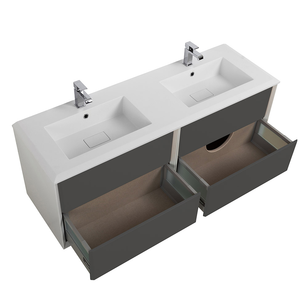 Приобрести cezares тумба подвесная с раковиной на две чаши bellagio 140 см grigio nuvola, серая 55301