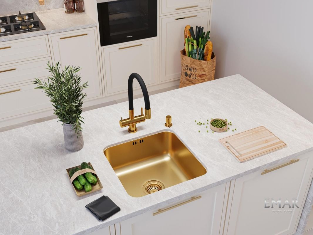 Приобрести emar смеситель для кухни, золото ес - 3015 pvd golden