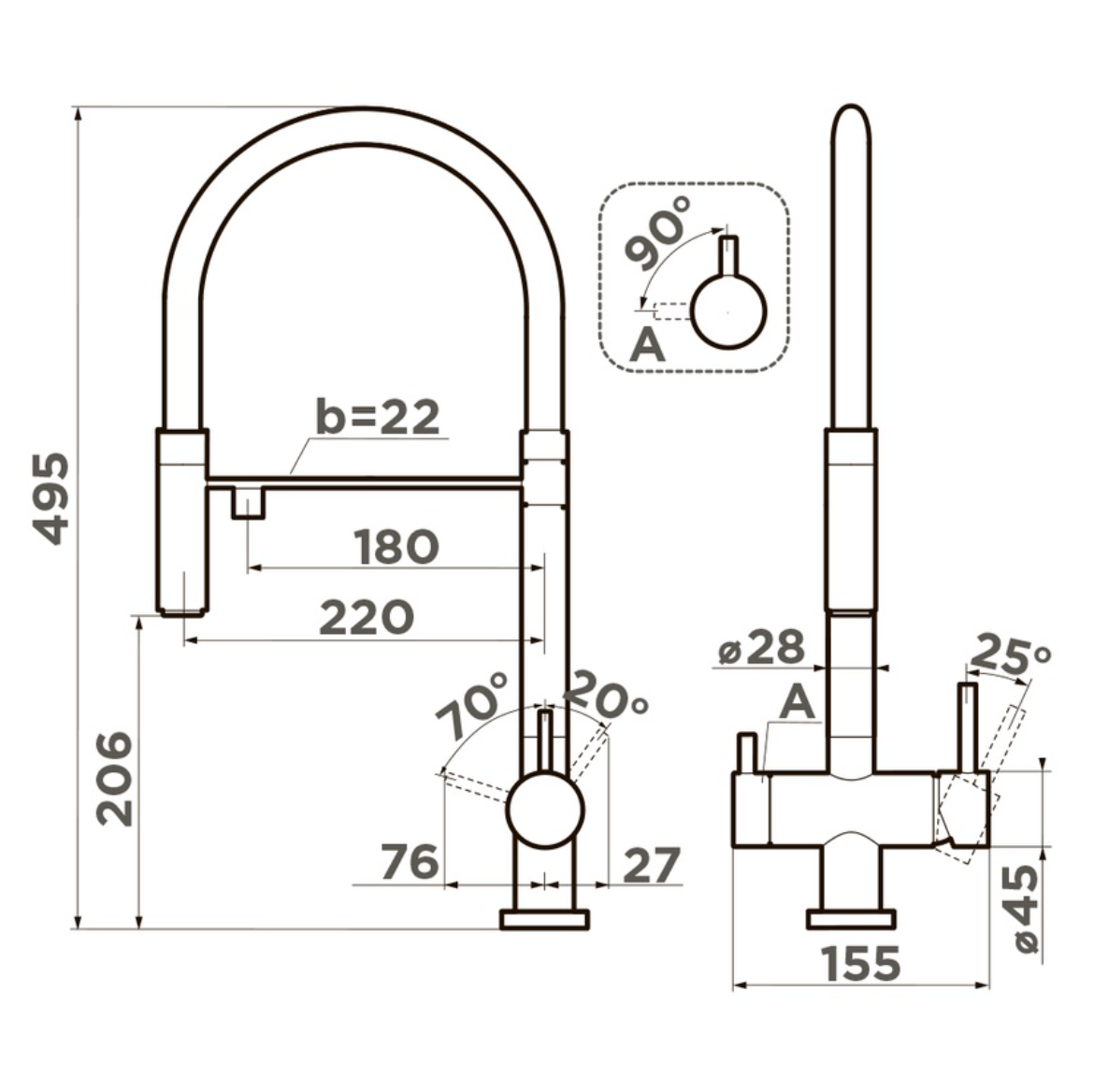 Приобрести grocenberg смеситель для кухни с гибким изливом, черный матовый gb4099bl