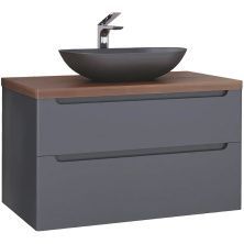 Jorno Тумба подвесная Wood 100 см со столешницей темное дерево, антрацит