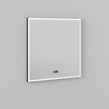 Briz Зеркало BERN 80х80 см, с подсветкой, подогревом,часы, температура, сенсорное включение , черное, ПДЗ 47-60