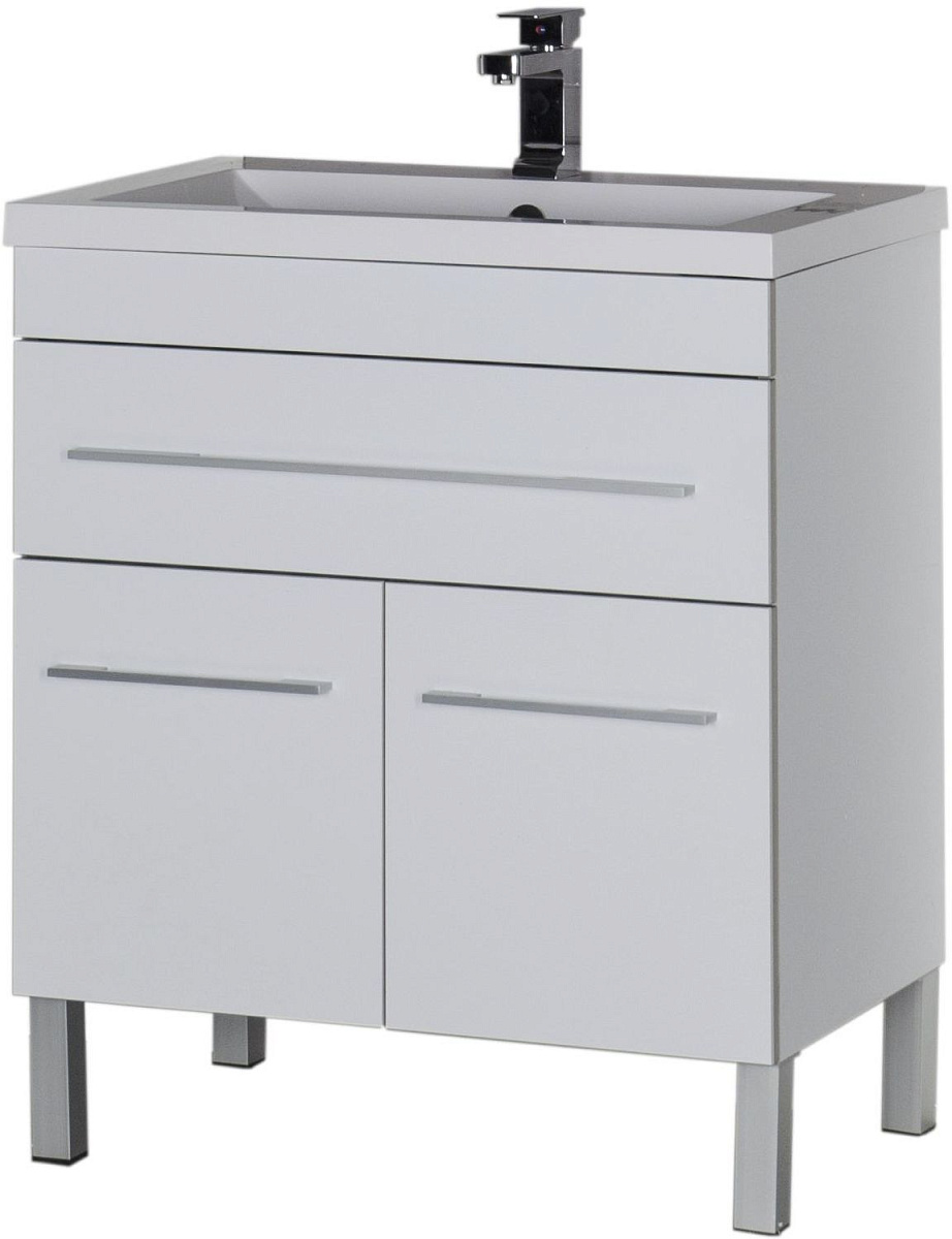 Приобрести aquanet тумба с раковиной верона 75 см, белая (напольная 1 ящик 2 дверцы)