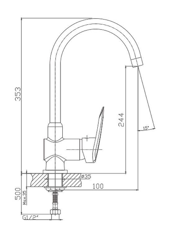 Приобрести haiba смеситель для кухни 353 мм, хром hb-4007
