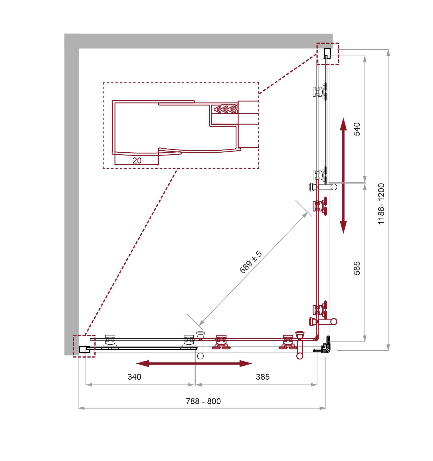 Приобрести belbagno душевое ограждение 120х80 см uno-195-ah-2-120/80-c-cr