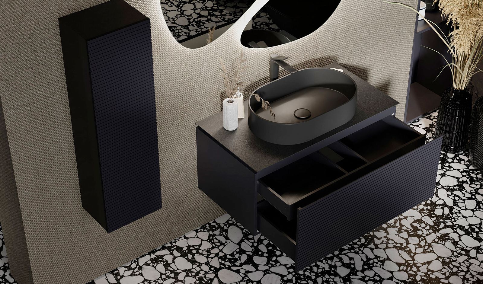 Приобрести jorno тумба подвесная stone 100 см со столешницей, антрацит