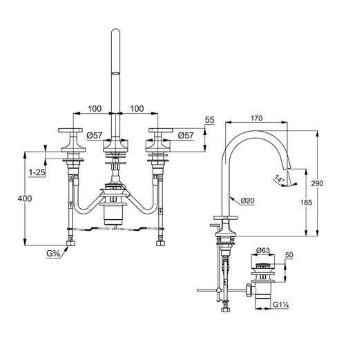 Приобрести kludi nova fonte смес. для умыв. на 3 от. deco