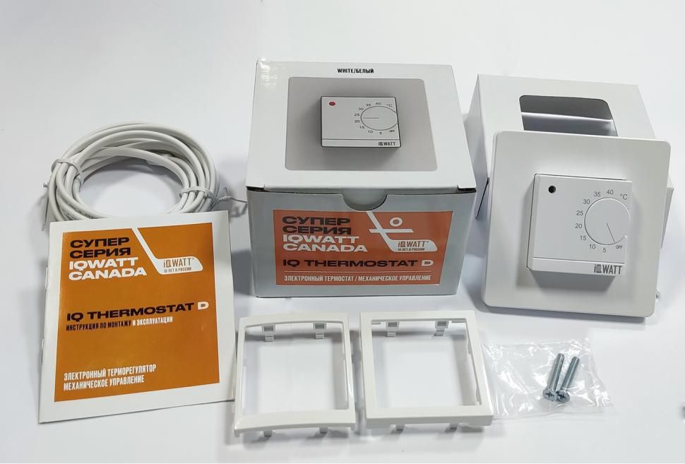 Приобрести iqwatt электронный терморегулятор iq thermostat d white с механическим управлением