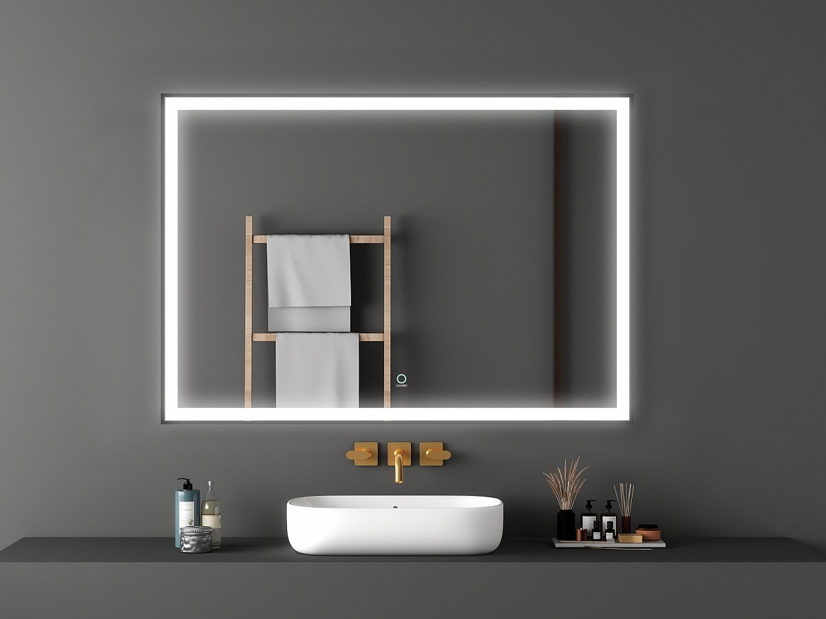 Приобрести azario зеркало 100х70 см, сенсорный выключатель, диммер, черное az-z-059cs