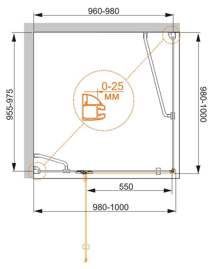 Приобрести cezares душевое ограждение bergamo 100х100 см, хром bergamo-w-a-1-100-c-cr-l