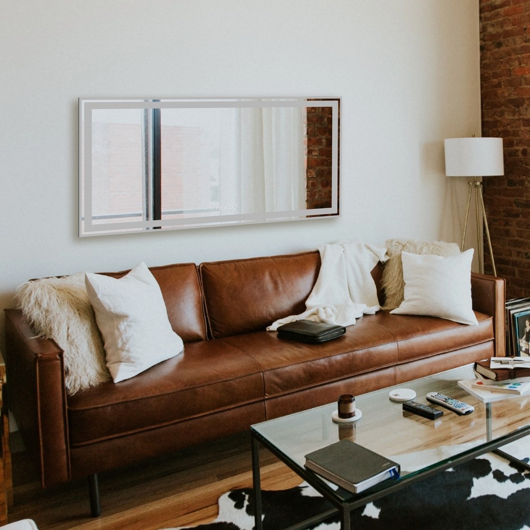 Приобрести azario зеркало лира 120х60 см, белый, с подсветкой, сенсорный выключатель, часы, подогрев led-00002335