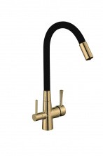 Savol Смеситель для кухни 340мм, гибкий излив, черный\бронза S-L1806C-01