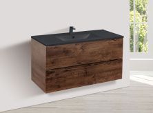 Vincea Тумба подвесная Mia 100 см, темное дерево с черной матовой раковиной VMC-2MC100RW;VBS-13100MB