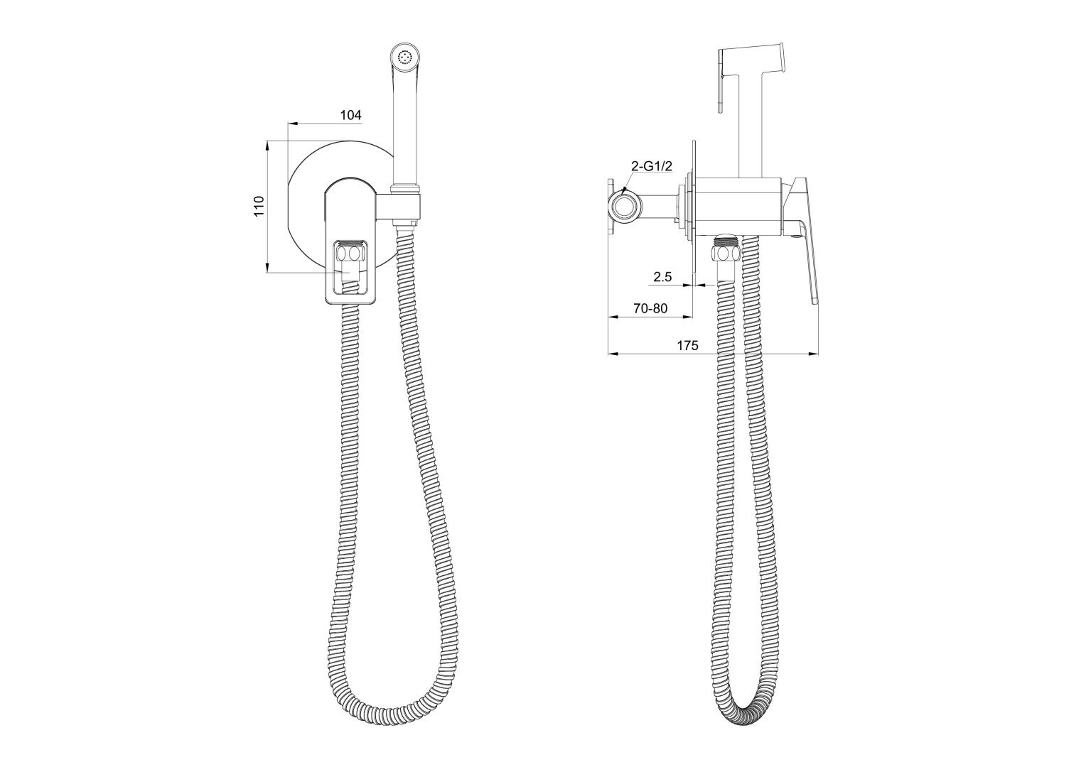Приобрести смеситель с гигиеническим душем встраиваемый wonzon & woghand frame, темный графит (ww-88829010-bgm)