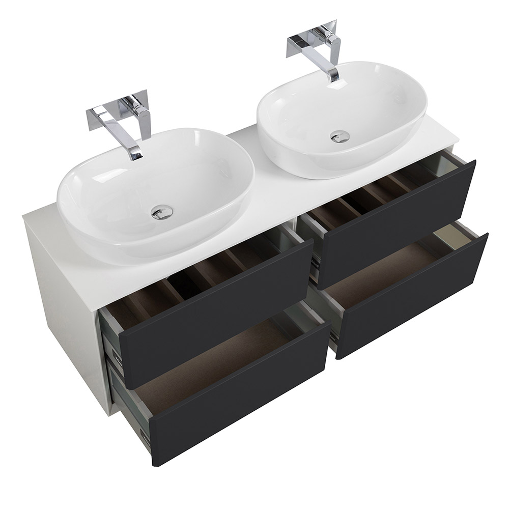 Приобрести cezares тумба со столешницей подвесная bellagio 140 см grafite, графит 54716