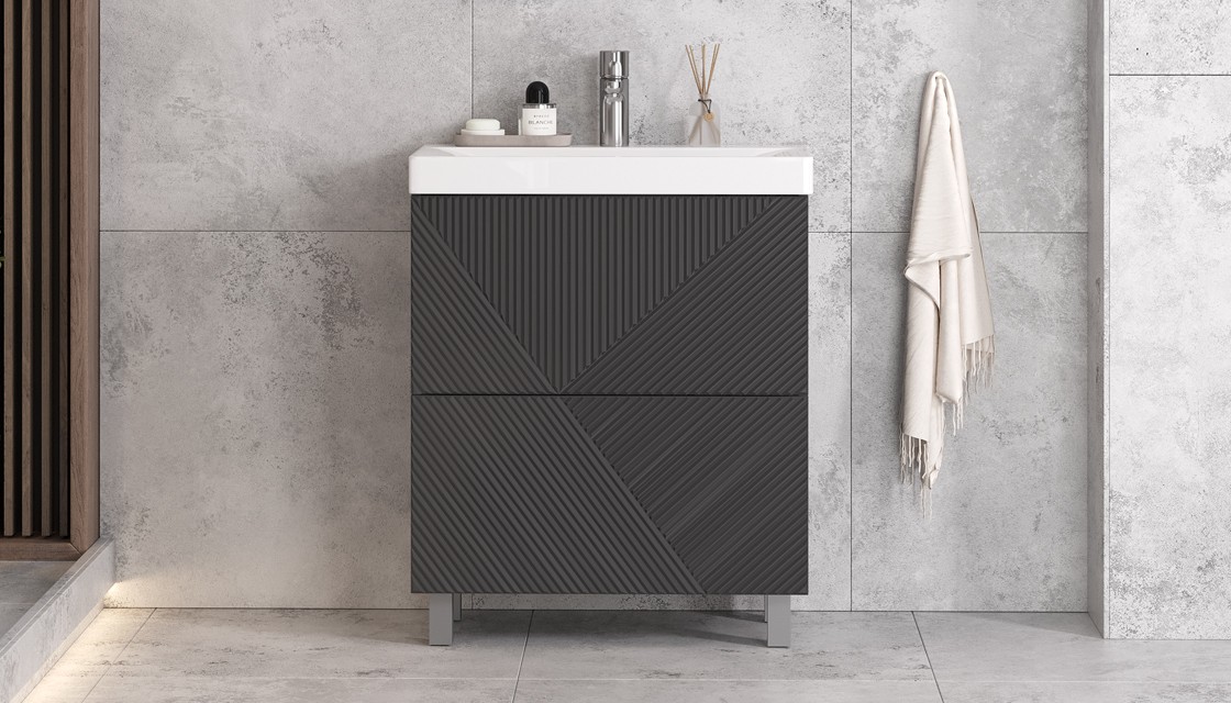 Приобрести тумба напольная с раковиной velvex edge 70 см, графит tnedg.70.2y-231