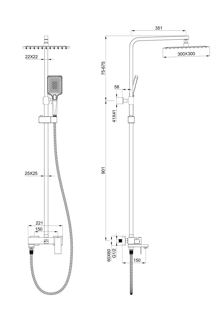 Приобрести душевая система wonzon & woghand cube, хром (ww-88739016-cr)
