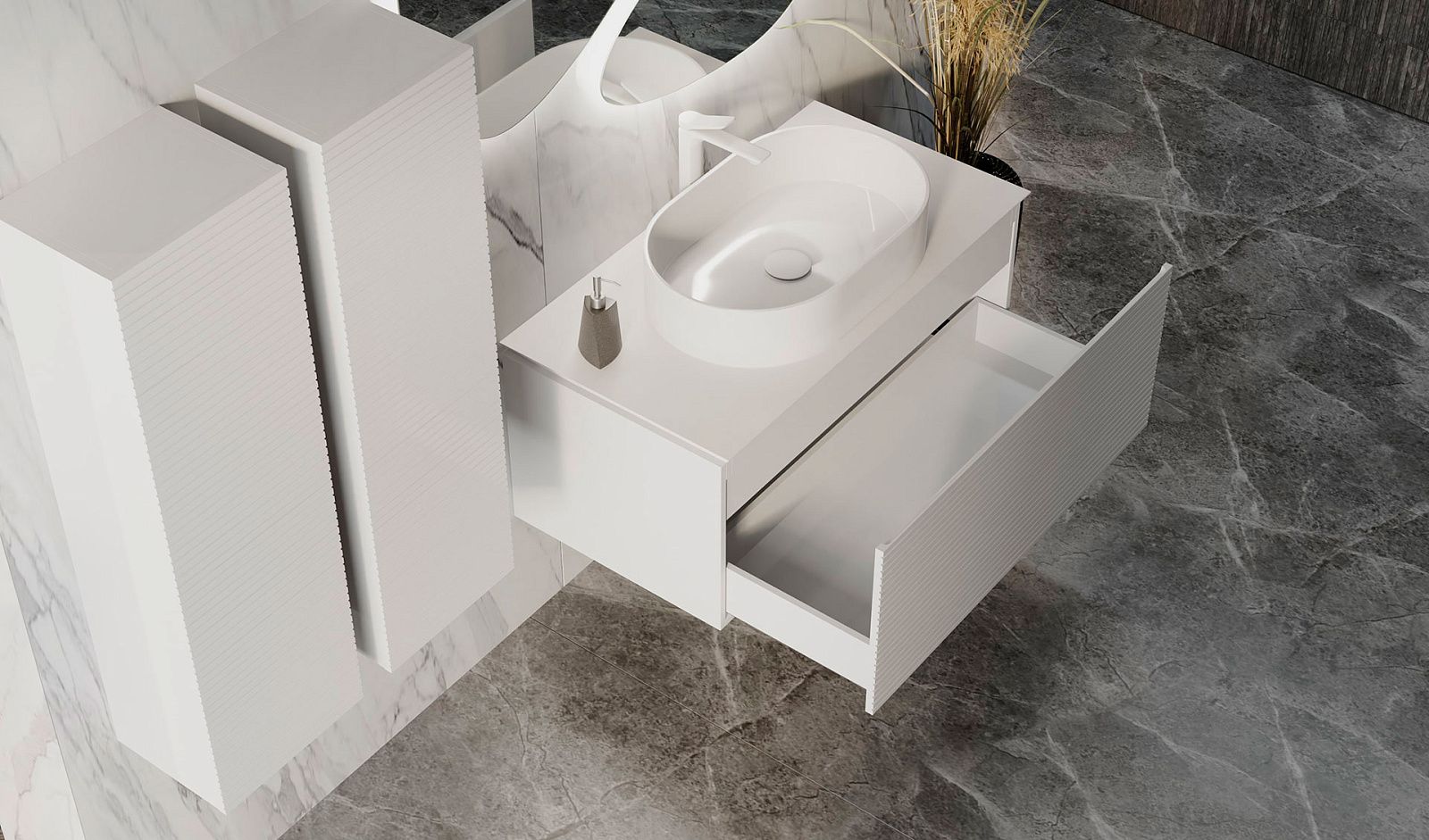 Приобрести jorno тумба подвесная stone 100 см со столешницей, белая