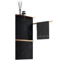 Полотенцесушитель электрический с каменной плитой Черный мрамор WONZON & WOGHAND STUTTGART, Брашированное золото (WW-A504-BG)