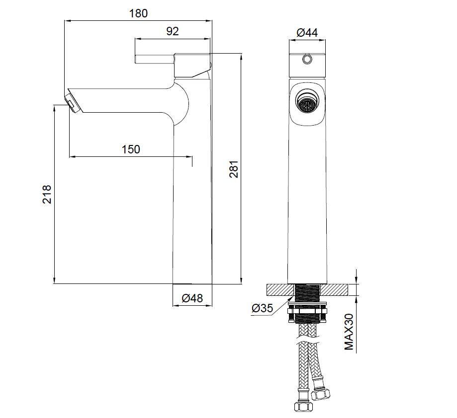Приобрести смеситель для раковины высокий wonzon & woghand solo, хром (ww-239032-cr)