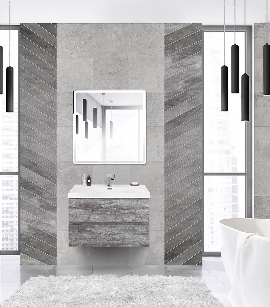 Приобрести cezares тумба подвесная с раковиной molveno 46 80 см legno grigio, серая molveno 46-80-2c-so-lg