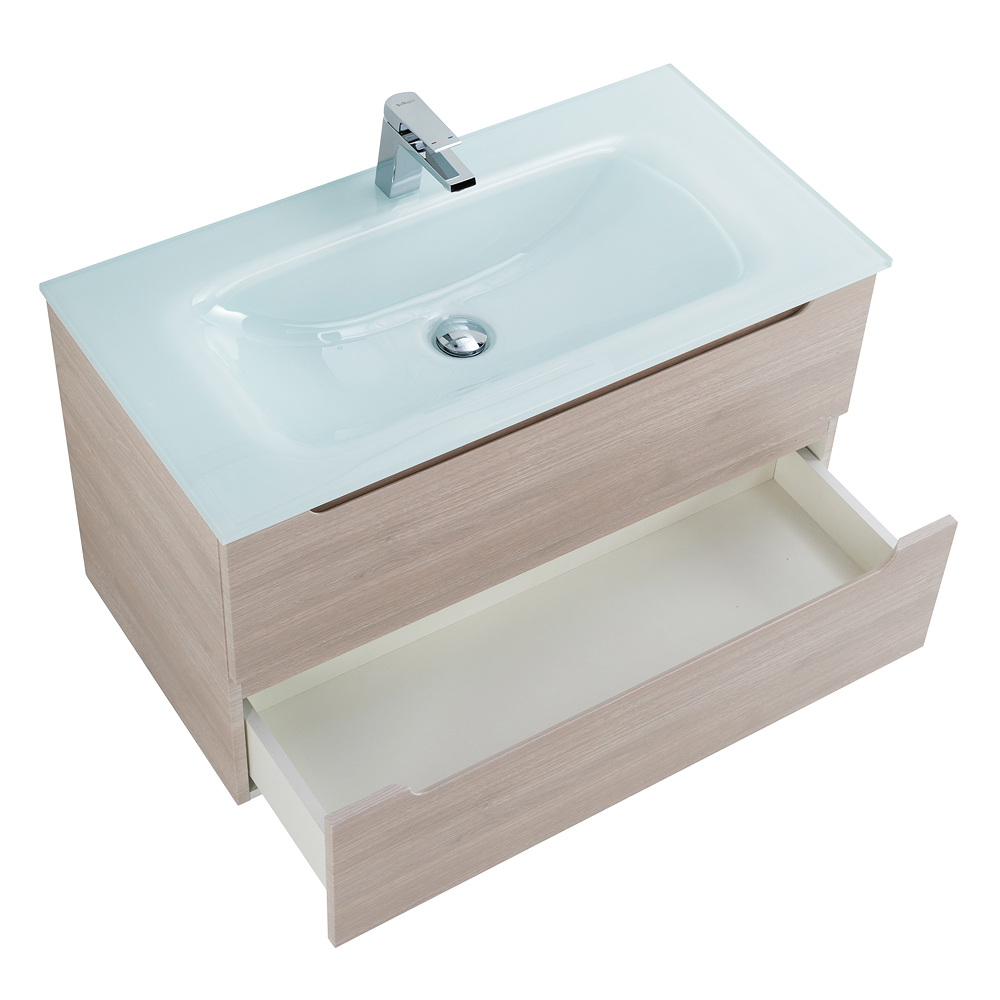 Приобрести belbagno тумба с раковиной etna 100 см, подвесная rovere grigio, стеклянная раковина