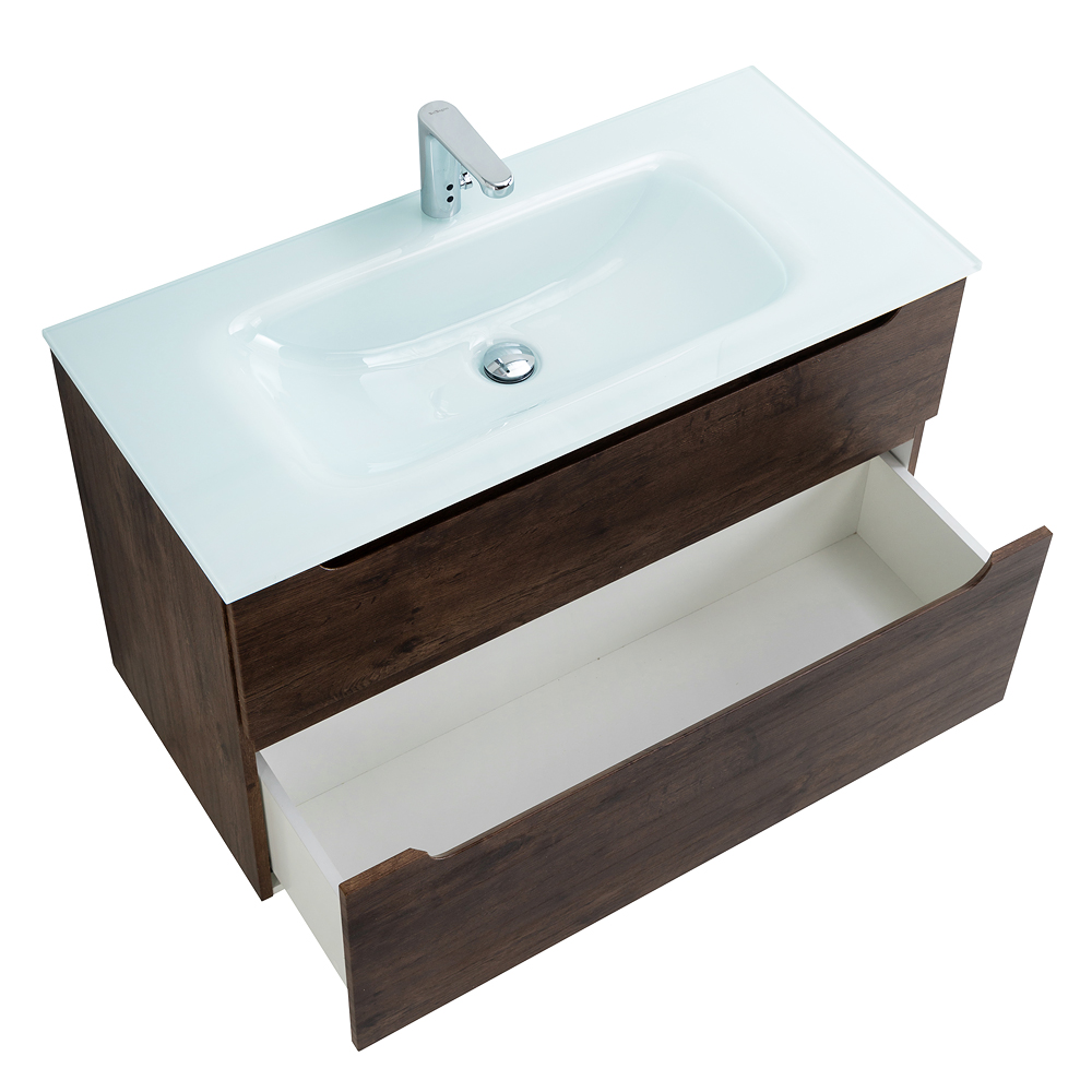 Приобрести belbagno тумба с раковиной etna-h60 90 см, подвесная rovere moro, стеклянная раковина