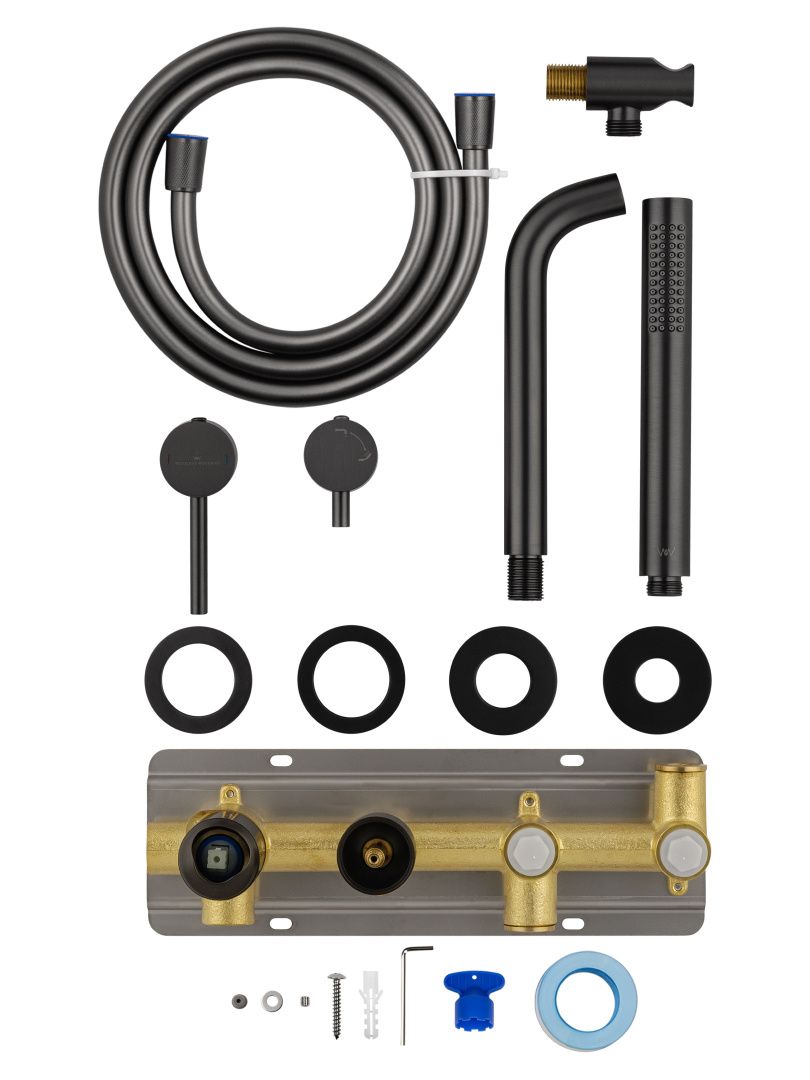 Приобрести смеситель для ванны встраиваемый wonzon & woghand stick, темный графит (ww-889017-bgm)
