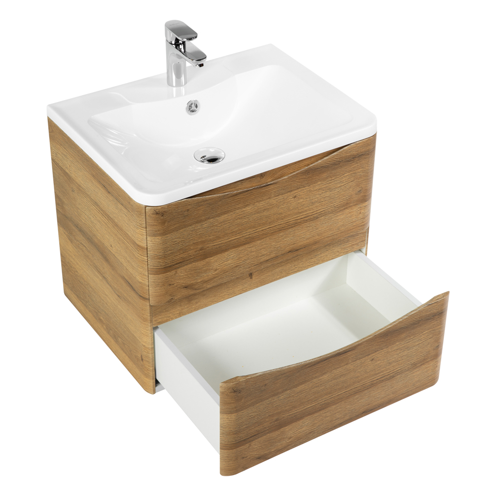 Приобрести belbagno тумба с раковиной acqua 60 см, подвесная rovere rustico, белая раковина